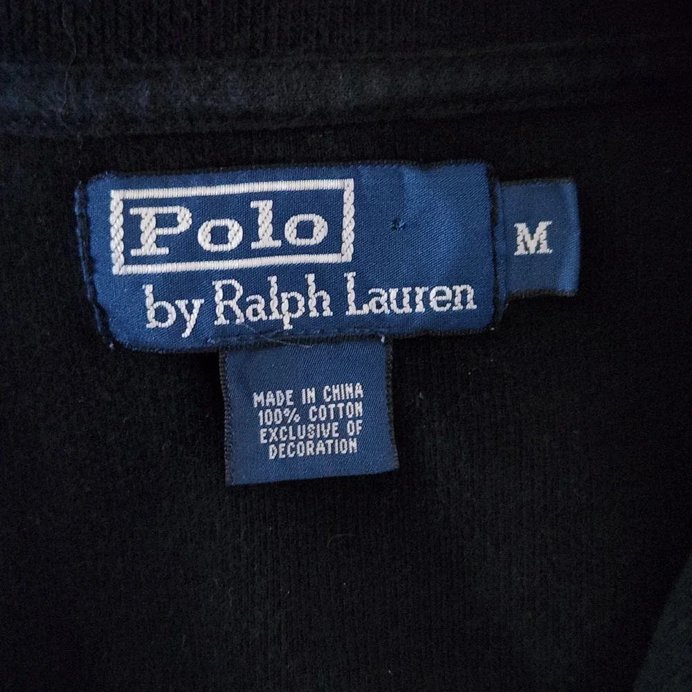 Polo Ralph Lauren Estate Rib 1/4 Zip Mens Medium Black Cotton Pullover Sweater